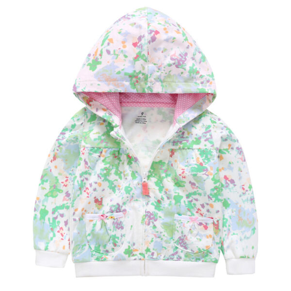 Girls Candy Color Hooded Zipper Coat Tops - Image 2