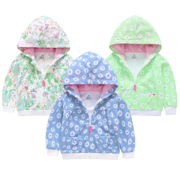 Girls Candy Color Hooded Zipper Coat Tops - Image 3