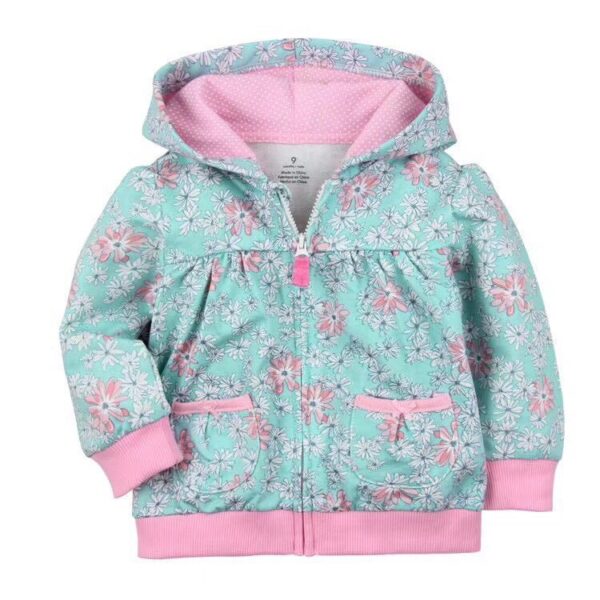 Girls Candy Color Hooded Zipper Coat Tops - Image 4