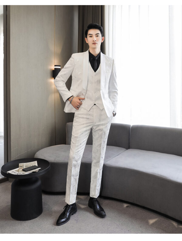 Wedding Embossed Dress Suit Three-piece Suit For Men - Image 2