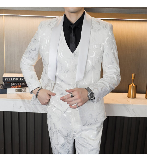 Wedding Embossed Dress Suit Three-piece Suit For Men - Image 7