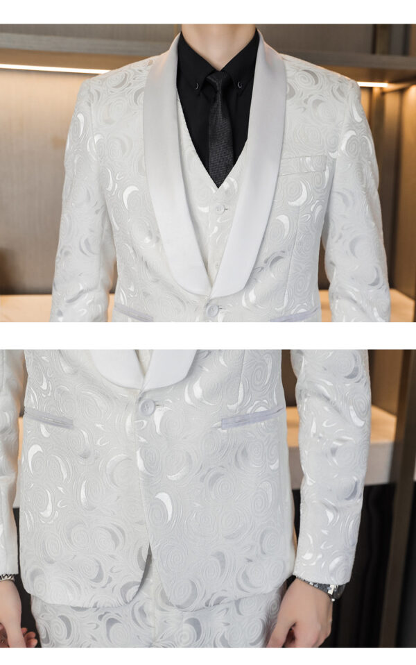 Wedding Embossed Dress Suit Three-piece Suit For Men - Image 10