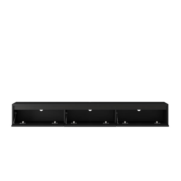 Floating TV Stand, Wall Mounted TV Shelf With Led Lights & Power Outlet,High Gloss TV Cabinet For Black Tv Stands For Living Room - Image 7