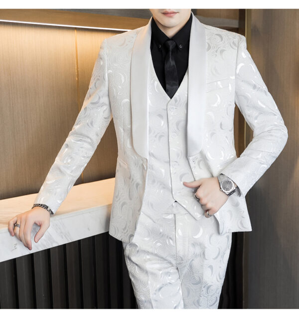 Wedding Embossed Dress Suit Three-piece Suit For Men - Image 4