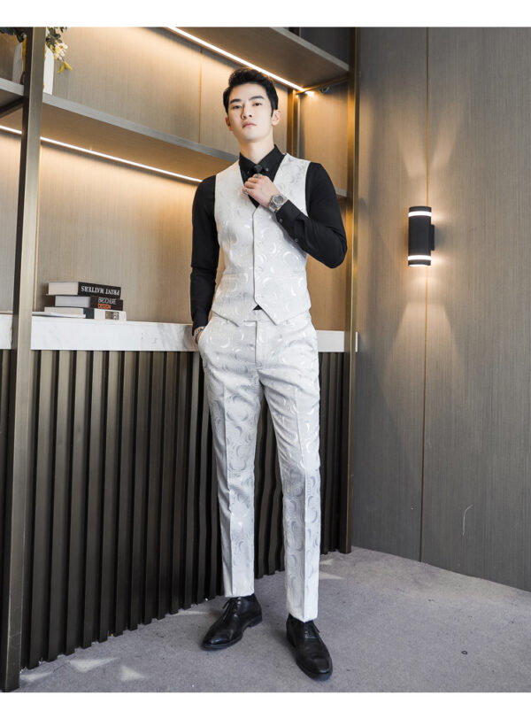 Wedding Embossed Dress Suit Three-piece Suit For Men - Image 6