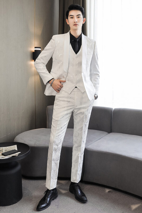 Wedding Embossed Dress Suit Three-piece Suit For Men - Image 9