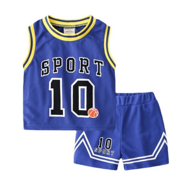 Children's Basketball Clothing Suits Baby Vest Suit Boys Sweatshirt Two-piece Summer Style Tide - Image 3