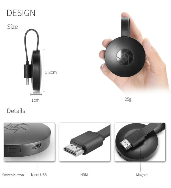 Compatible with Apple, Wireless Cast Same Screen TV Device Mobile Phone Laptop Computer WiFi HD HDMI Projector Video Magnifier Smartphone Android IOS - Image 4