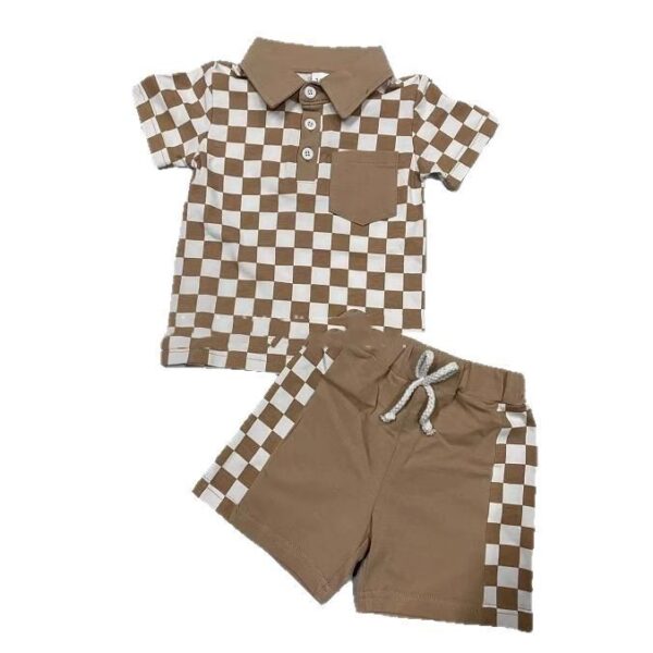Boys' Checkered Lapel Shorts Suit - Image 6