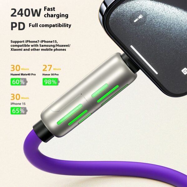 240W Data Cable Fast Charging Two-to-two Charging Cable - Image 3