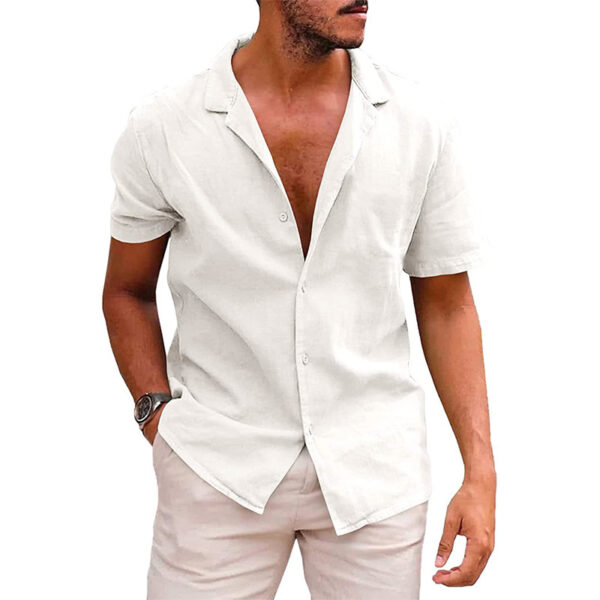 Men's Tops Casual Button Down Shirt Short Sleeve Beach Shirt Summer Mens Clothing - Image 5
