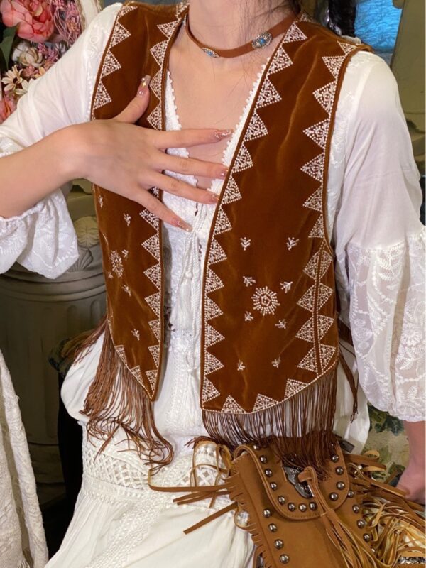 Ethnic Style Retro Tassel Embroidery Waistcoat Cardigan Women Design Sense Niche Fold Wear Vest Chic Sleeveless Clothes - Image 10