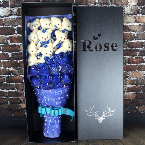 Valentine Day Animals Plush Toys Teddy Bear Rose Soap Flower Dolls With Box Toy For Valentine's Day Birthday Gifts - Image 3