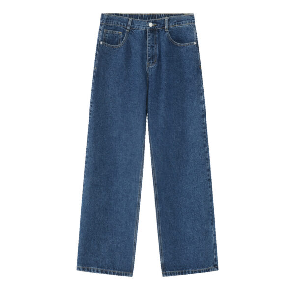Korean Version Loose Elastic Waist Straight Casual Jeans For Men - Image 5