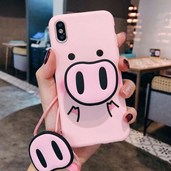 Compatible With  Compatible With , Funny Cartoon PigCase For  X XS Max XR Case For7 6s 8 8 Plus Cover Cute Nose Soft Back Cases Animal Capa - Image 2
