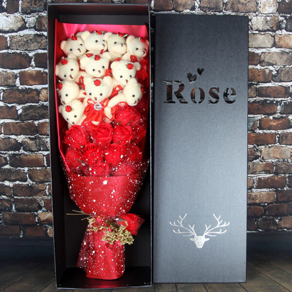 Valentine Day Animals Plush Toys Teddy Bear Rose Soap Flower Dolls With Box Toy For Valentine's Day Birthday Gifts - Image 7