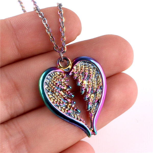 Rainbow Necklaces Feather Wing Heart Choker Necklaces - Image 3