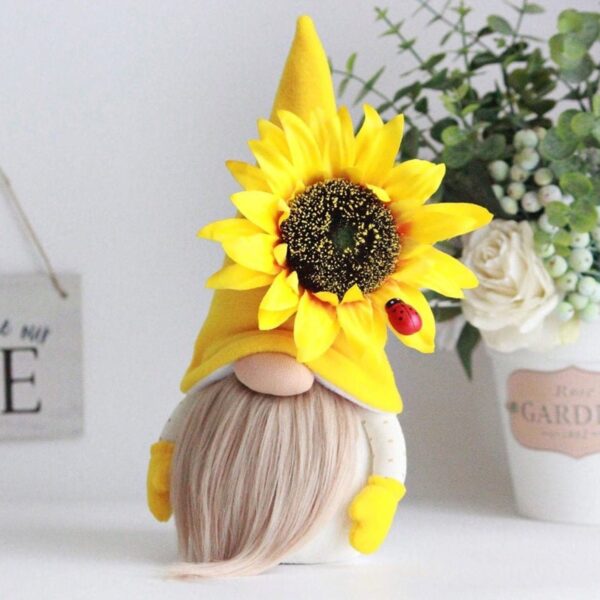 Sunflower Bumble Bee Striped Gnome Scandinavian Honey Bee Elfs Home Decorative Plush Doll Figurines Faceless Doll Ornament - Image 3