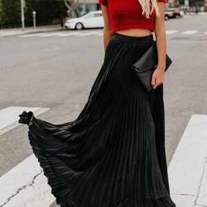 Women Fashion Casual Skirt Girls High Waist Long Skirts
