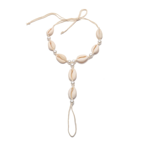 Ethnic Style Handmade Shell Pearl With Finger Anklet Women Simple Beach Braided Footwear Women - Image 5