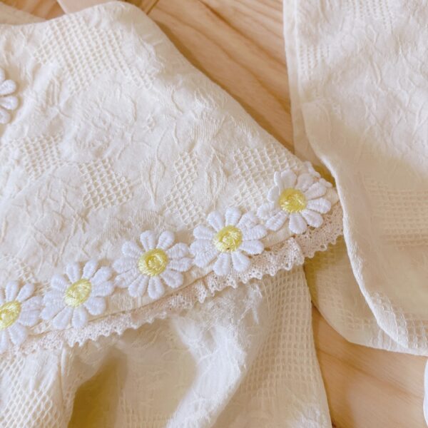 0-2 Years Old Baby Daisy Romper Spring Baby Square Neck Long-sleeved Shirt - Image 5