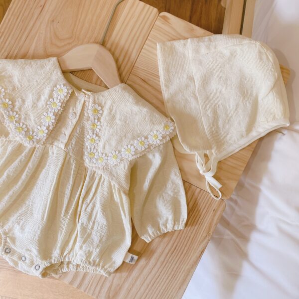 0-2 Years Old Baby Daisy Romper Spring Baby Square Neck Long-sleeved Shirt - Image 4