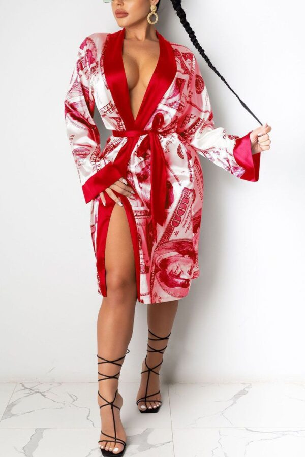 Hirigin Aesthetic Cardigan Long Sleeve Midi Bandage Dress Money Pajamas Fall Clothes For Women Fashion Sexy Lounge Wear - Image 4