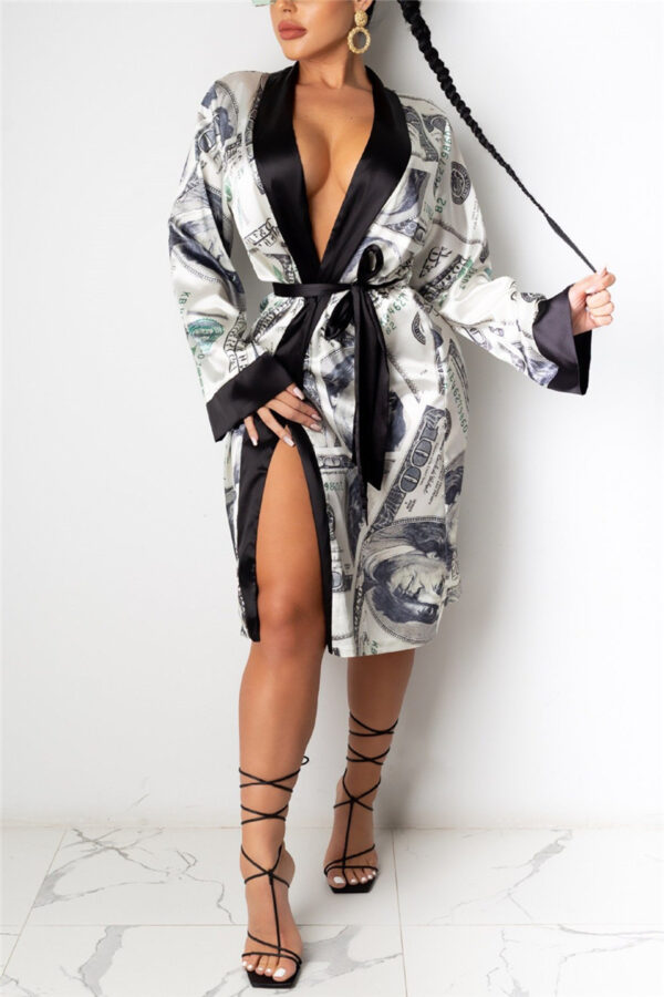Hirigin Aesthetic Cardigan Long Sleeve Midi Bandage Dress Money Pajamas Fall Clothes For Women Fashion Sexy Lounge Wear - Image 5