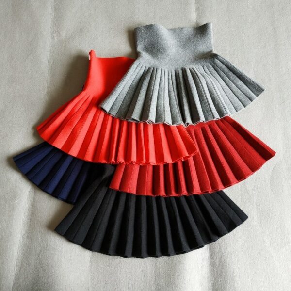 Girls Autumn Clothing Knitted Skirt High Waist Pleated - Image 7