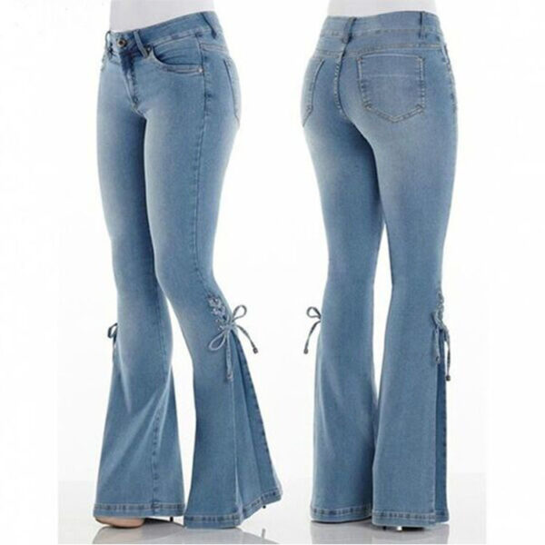 Ladies jeans mid-waisted denim trousers stretch jeans - Image 4