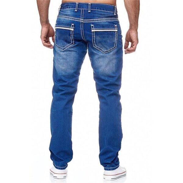 Men Jeans With Pockets Straight Pants Business Casual Daily Streetwear Trousers Men's Clothing - Image 2