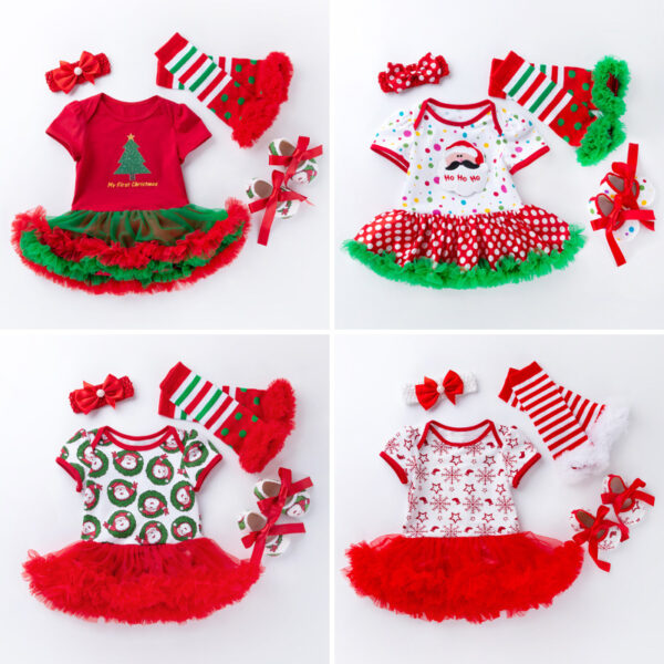 Children's Clothing Christmas Baby's Gown 4-piece Set - Image 3