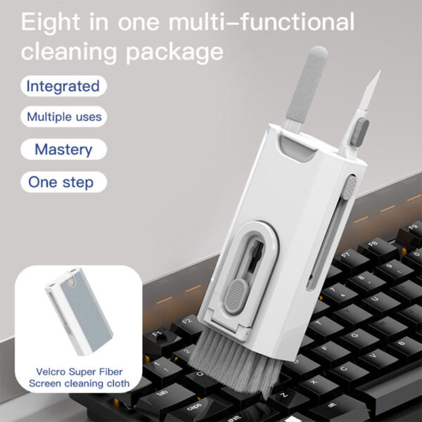 8 In 1 Multifunctional Swipe Clean Dust Keyboard Phone Screen Lens Earbuds Sponge Cleaning Brush Kit Set - Image 4