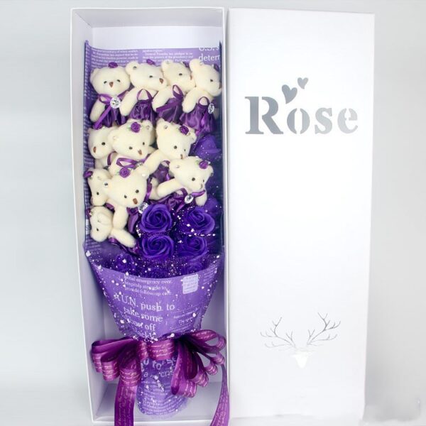 Valentine Day Animals Plush Toys Teddy Bear Rose Soap Flower Dolls With Box Toy For Valentine's Day Birthday Gifts - Image 5