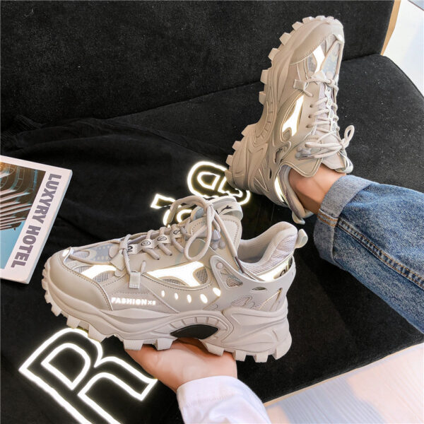 Mens Fashion Casual Reflective Thick-soled Sneakers - Image 2