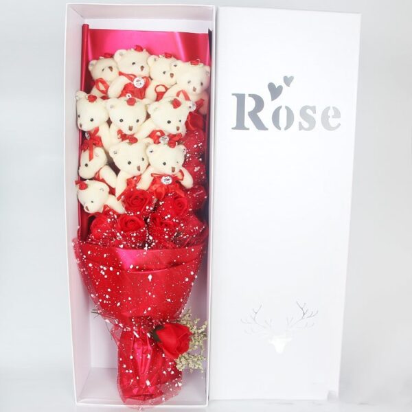 Valentine Day Animals Plush Toys Teddy Bear Rose Soap Flower Dolls With Box Toy For Valentine's Day Birthday Gifts - Image 6
