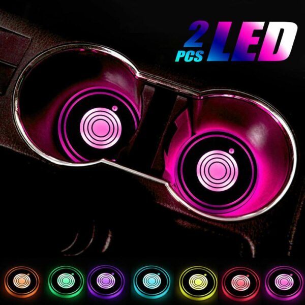 USB Charging Car Led Cup Holder Water Bottom Mat - Image 7