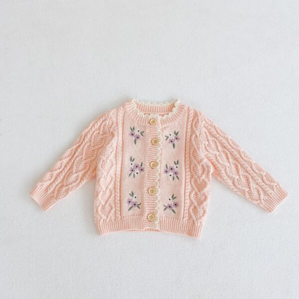 Baby Girl Baby Flower Embroidered Coat - Image 2