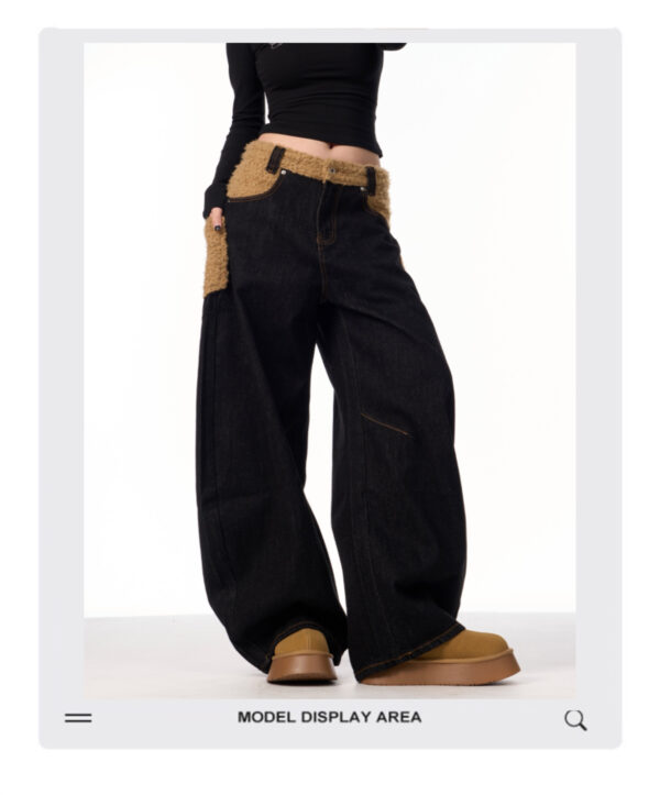 Retro Minority Design Inside-out Wear Stitching Jeans For Women - Image 3