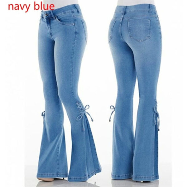 Ladies jeans mid-waisted denim trousers stretch jeans - Image 2