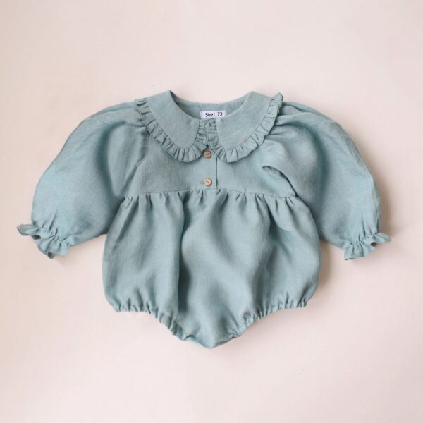 Linen Floral Baby Girl Jumpsuit - Image 6