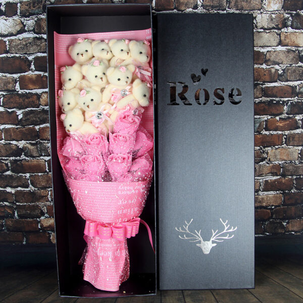 Valentine Day Animals Plush Toys Teddy Bear Rose Soap Flower Dolls With Box Toy For Valentine's Day Birthday Gifts - Image 4