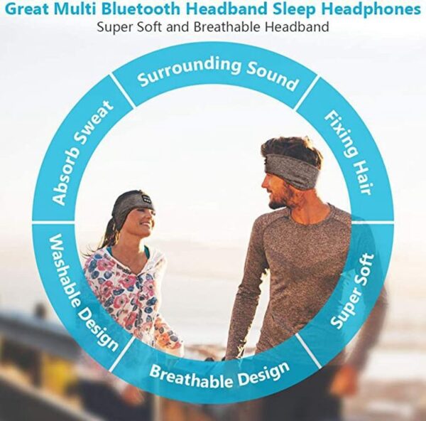 Wireless Bluetooth Sleeping Headphones Headband Thin Soft Elastic Comfortable Music Ear Phones Eye Mask For Side Sleeper Sports - Image 4