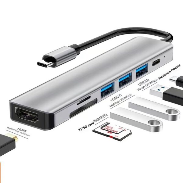 Type-c 7-in-1 Expansion Dock HDMI Projection Screen Usb Hub30 Multi-function Cable Seperater - Image 2