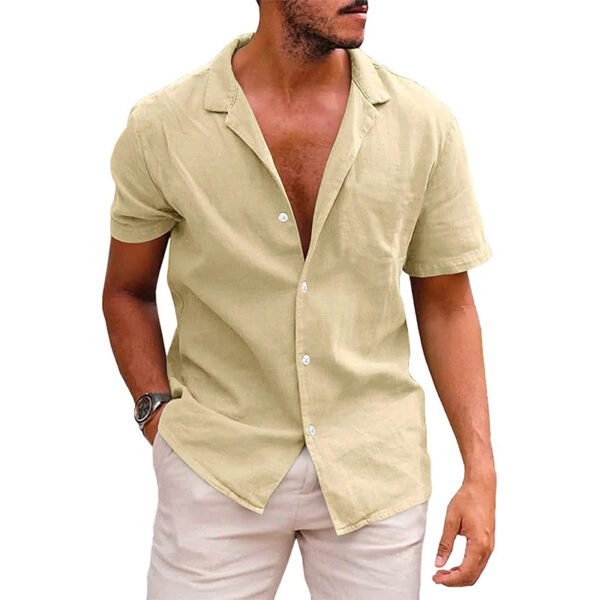 Men's Tops Casual Button Down Shirt Short Sleeve Beach Shirt Summer Mens Clothing - Image 6