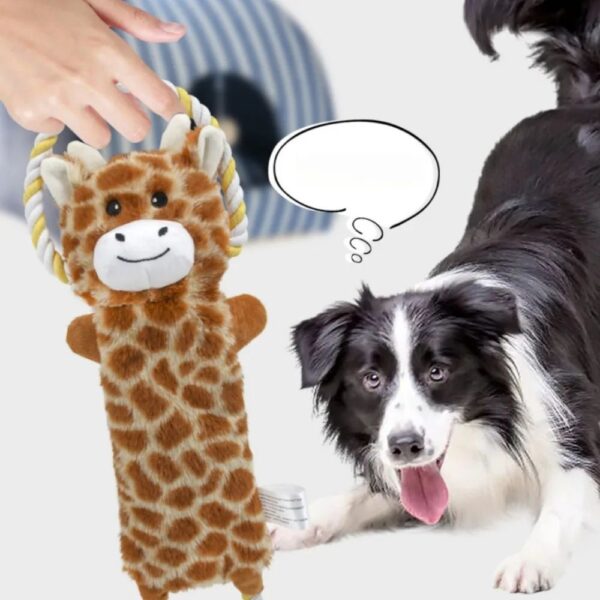 Funny Plush Dog Toys Stuffed Animal-Shaped Zebras Elephant Pet Chew Squeaky Toy Bite Resistant With Rope - Image 6