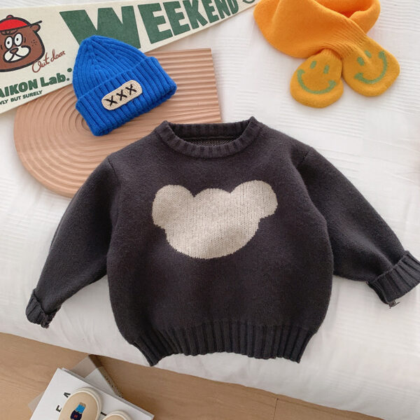 Fashion Sweater Boys Bear Jacquard Knit - Image 2