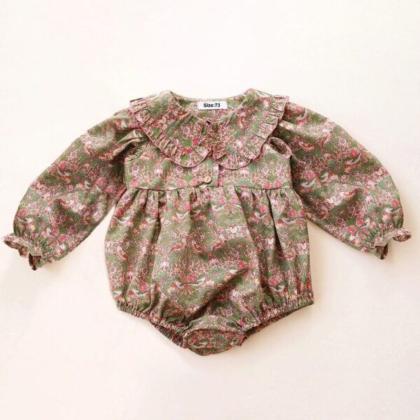 Linen Floral Baby Girl Jumpsuit - Image 7