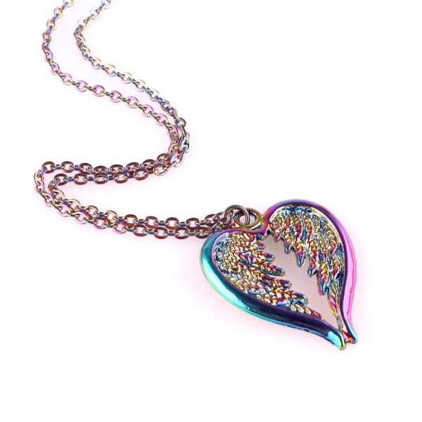 Rainbow Necklaces Feather Wing Heart Choker Necklaces - Image 2