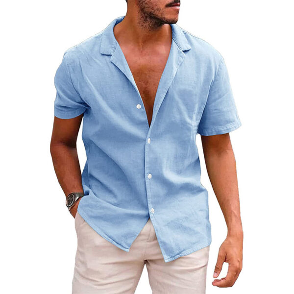 Men's Tops Casual Button Down Shirt Short Sleeve Beach Shirt Summer Mens Clothing - Image 10